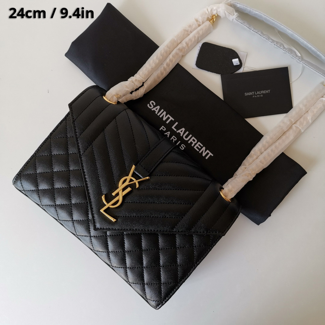 487206 ENVELOPE MEDIUM BAG IN GRAIN DE POUDRE EMBOSSED LEATHER, YSL Saint Laurent
