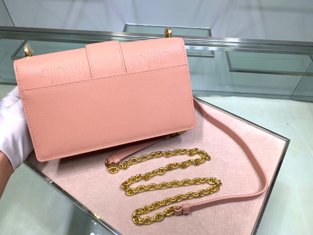  M9208 BLUSH 30 MONTAIGNE STAMPED GRAIN CALFSKIN FLAP CHAIN BAG, DIOR HANDBAG