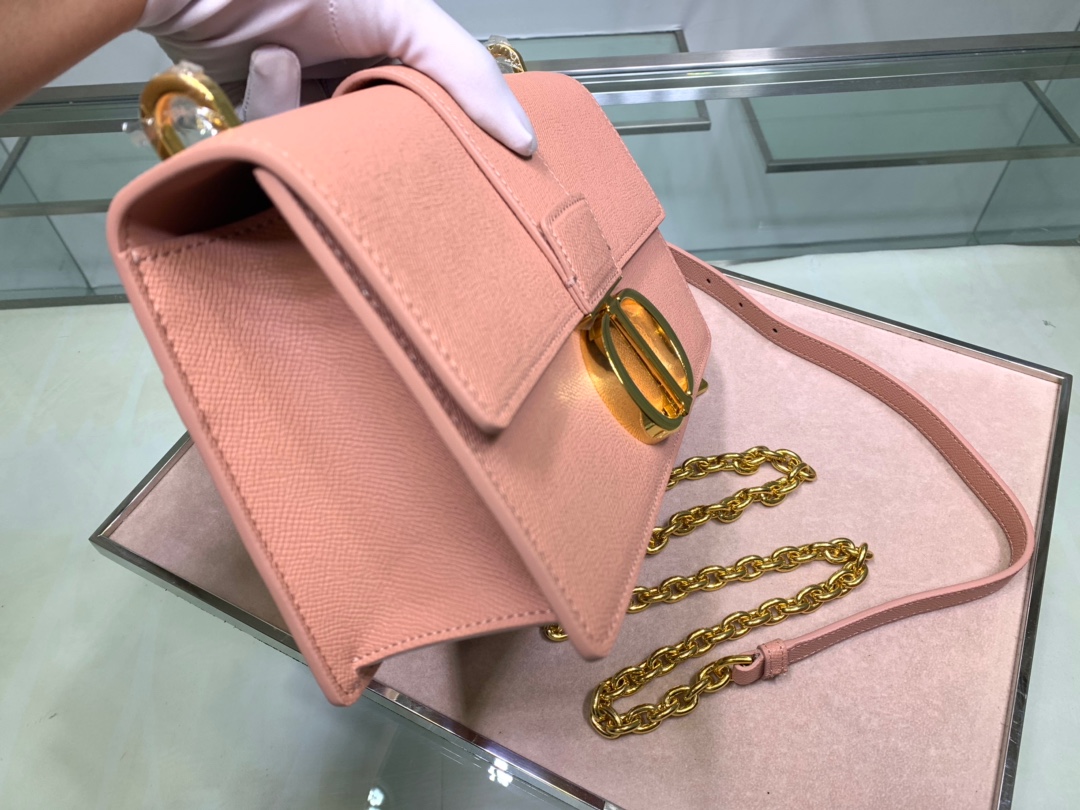  M9208 BLUSH 30 MONTAIGNE STAMPED GRAIN CALFSKIN FLAP CHAIN BAG, DIOR HANDBAG