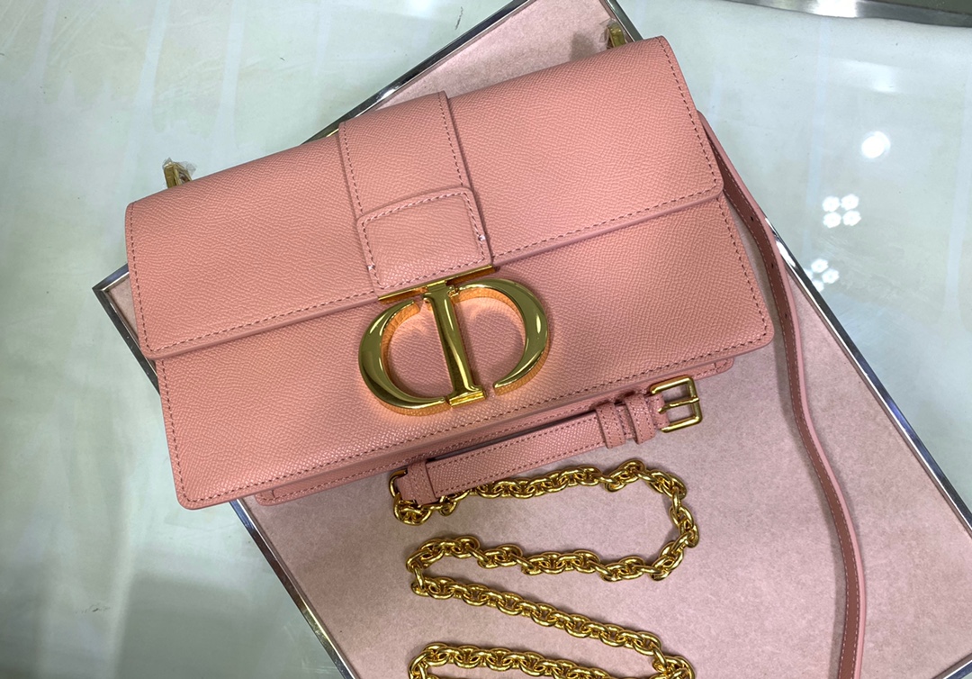  M9208 BLUSH 30 MONTAIGNE STAMPED GRAIN CALFSKIN FLAP CHAIN BAG, DIOR HANDBAG