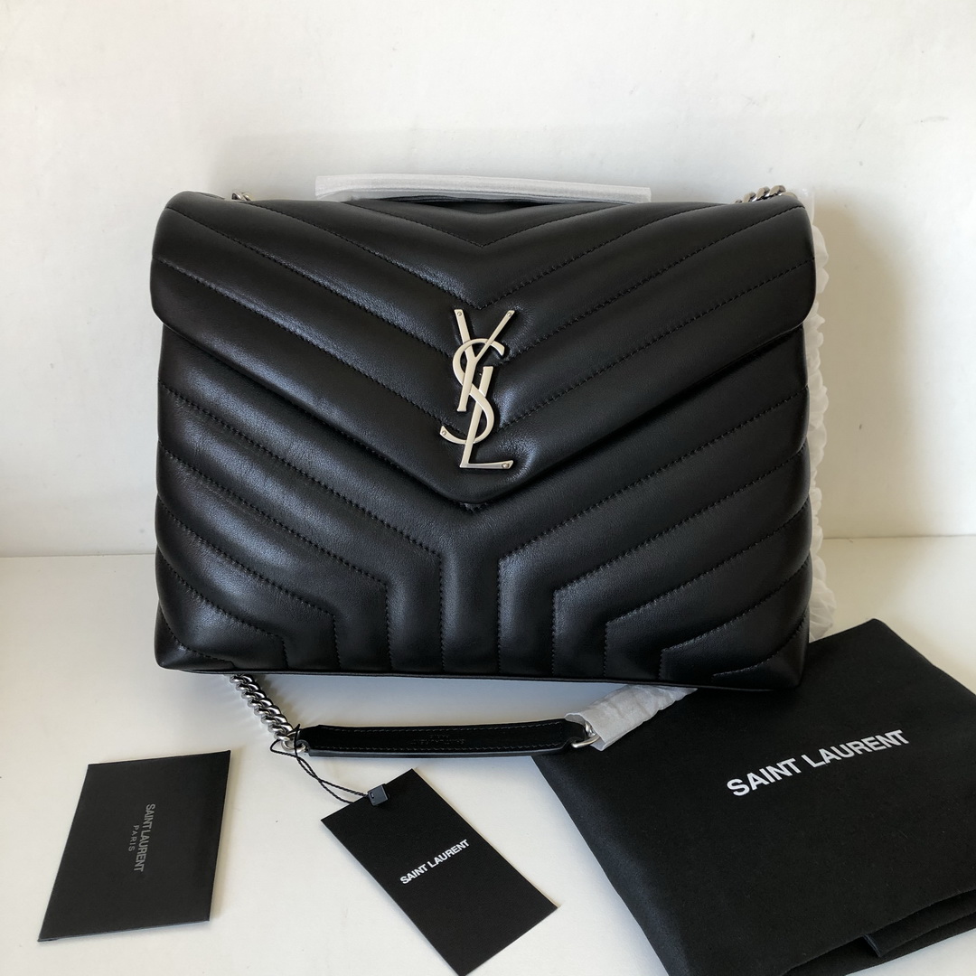 487216, YSL Saint Laurent, MEDIUM LOULOU CHAIN BAG, Y MATELASSÉ LEATHER