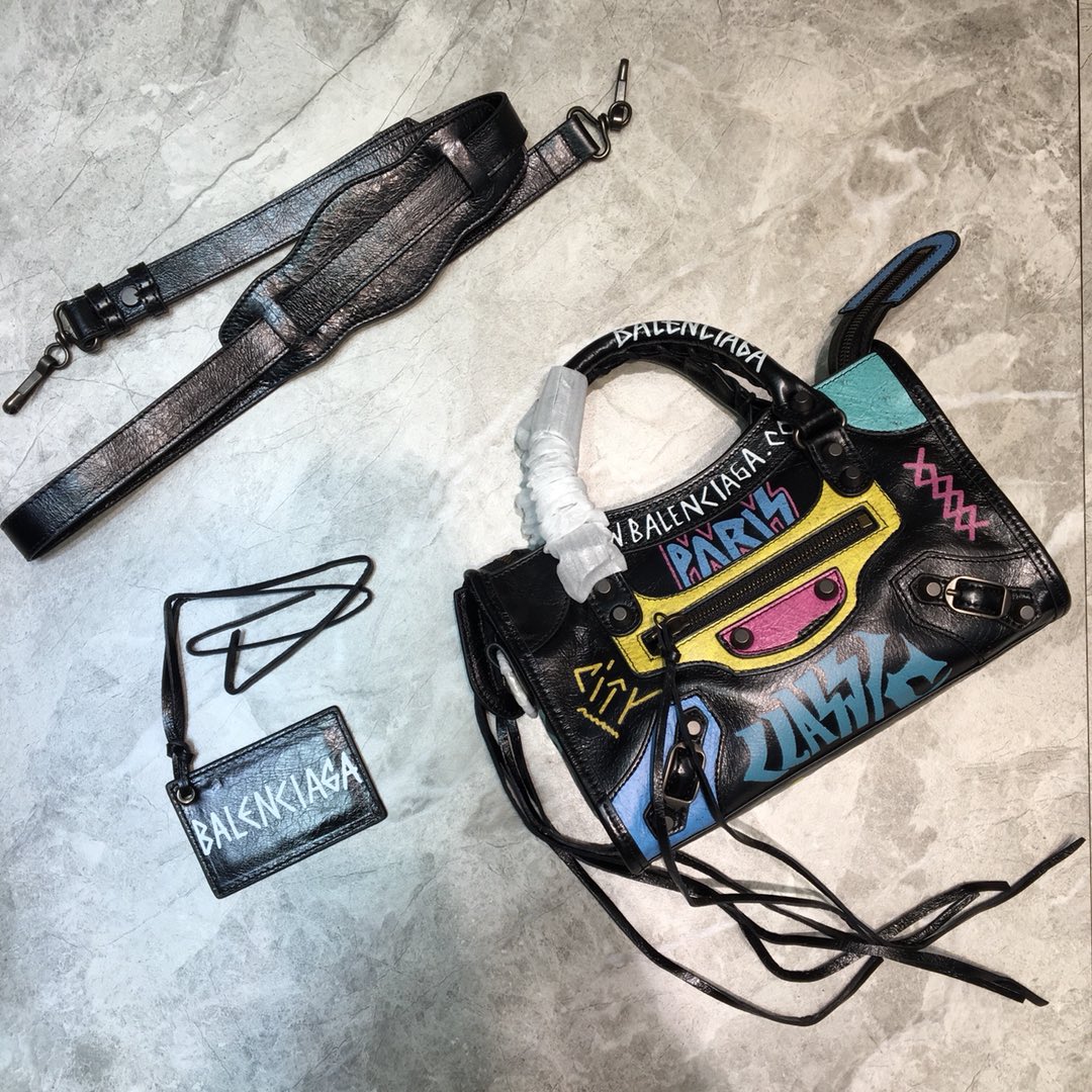 CLASSIC MINI CITY GRAFFITI, BALENCIAGA HANDBAGS