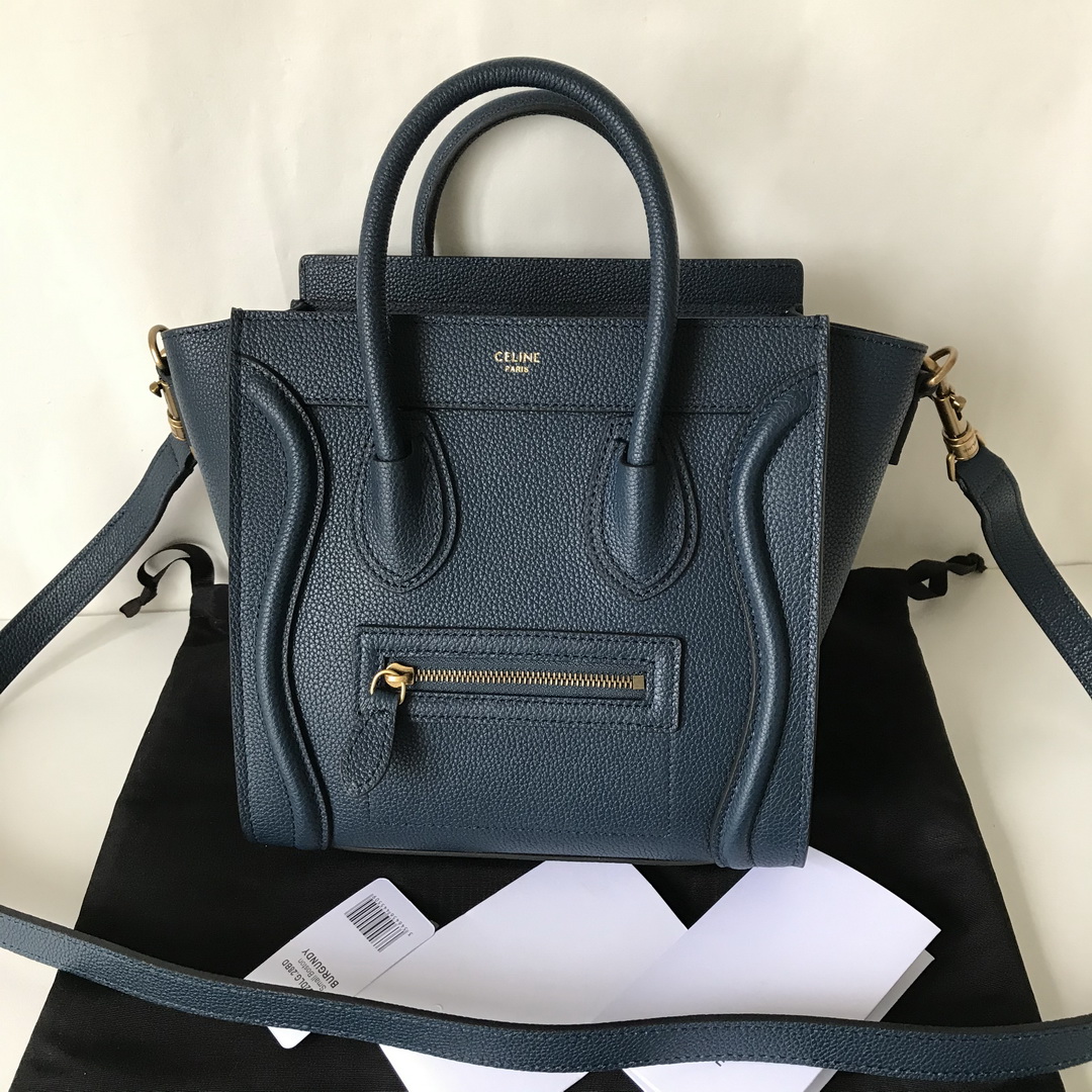CELINE NANO LUGGAGE SHOULDER BAG CALFSKIN, 8 X 8 X 4 IN, Size W20H20D10CM, Genuine CALFSKIN