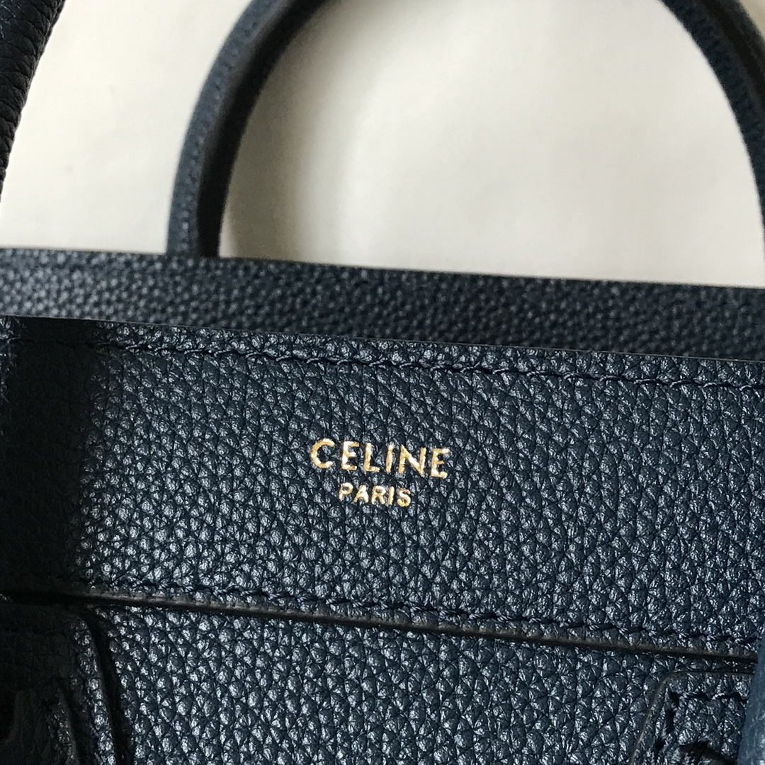 CELINE NANO LUGGAGE SHOULDER BAG CALFSKIN, 8 X 8 X 4 IN, Size W20H20D10CM, Genuine CALFSKIN