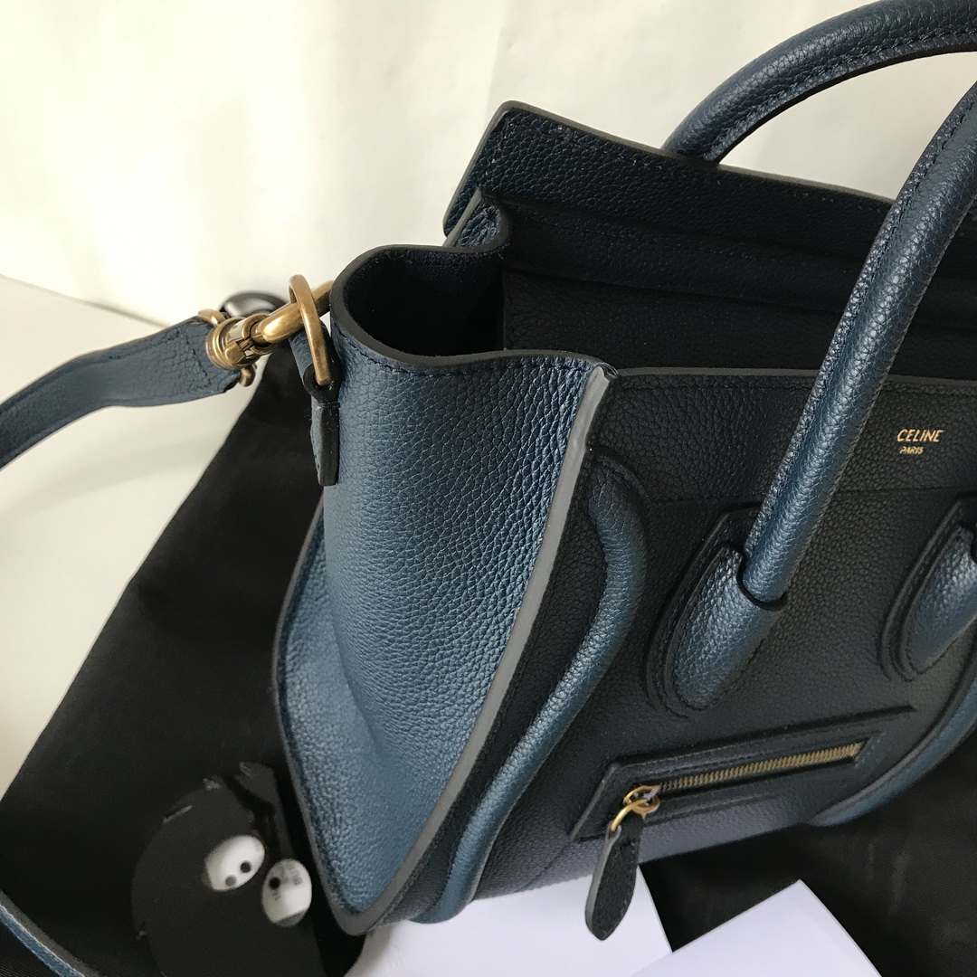 CELINE NANO LUGGAGE SHOULDER BAG CALFSKIN, 8 X 8 X 4 IN, Size W20H20D10CM, Genuine CALFSKIN