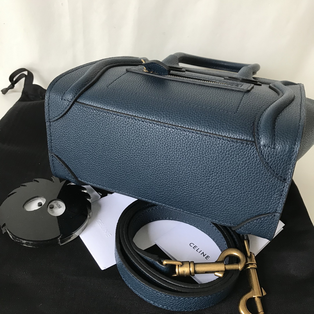 CELINE NANO LUGGAGE SHOULDER BAG CALFSKIN, 8 X 8 X 4 IN, Size W20H20D10CM, Genuine CALFSKIN