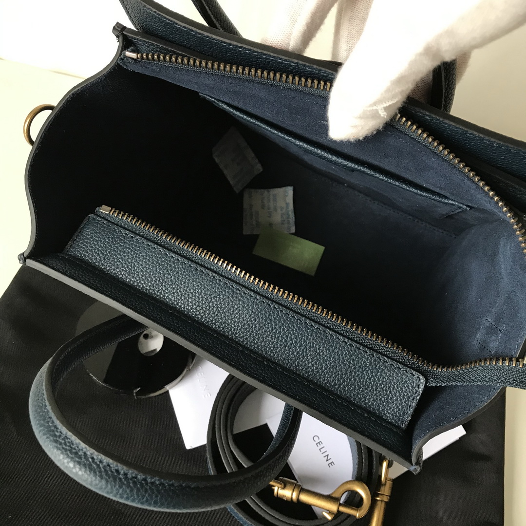 CELINE NANO LUGGAGE SHOULDER BAG CALFSKIN, 8 X 8 X 4 IN, Size W20H20D10CM, Genuine CALFSKIN