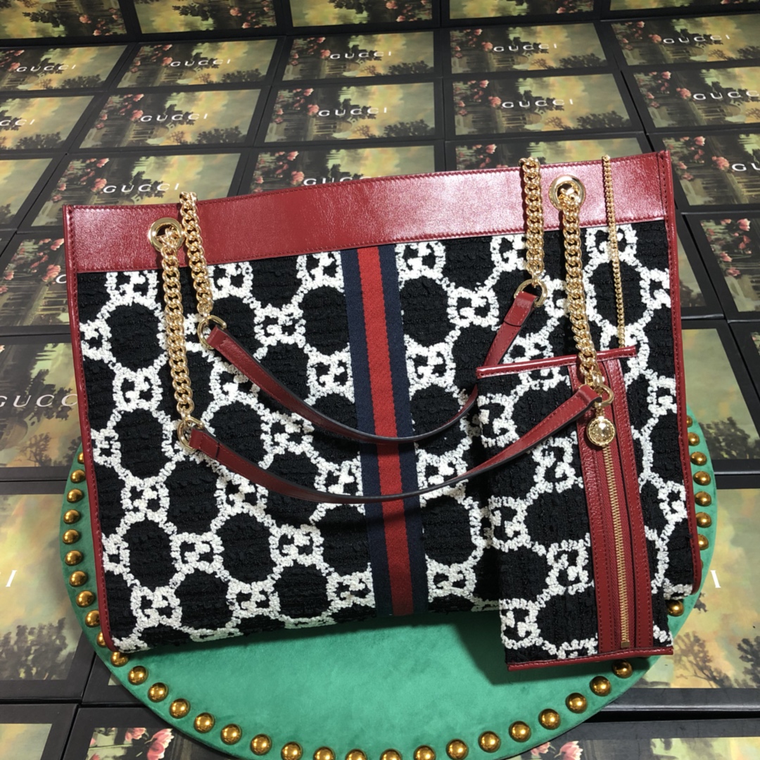 537219, Gucci LargeGG Tweed Tote, GUCCI Handbags