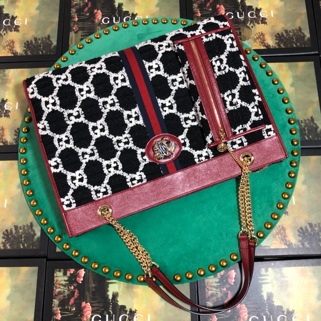 537219, Gucci LargeGG Tweed Tote, GUCCI Handbags