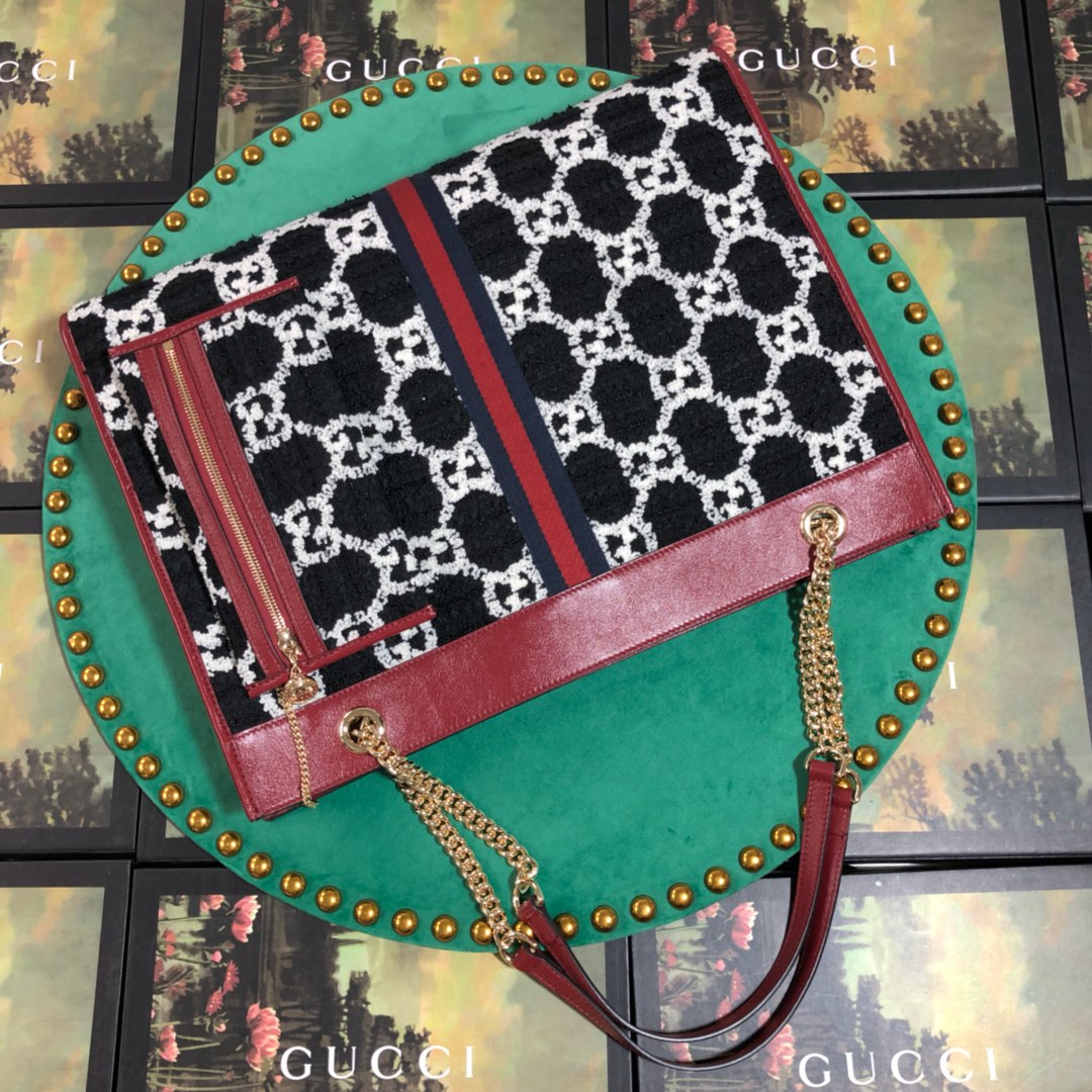 537219, Gucci LargeGG Tweed Tote, GUCCI Handbags