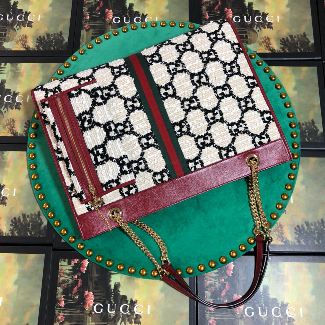 537219, Gucci LargeGG Tweed Tote, GUCCI Handbags