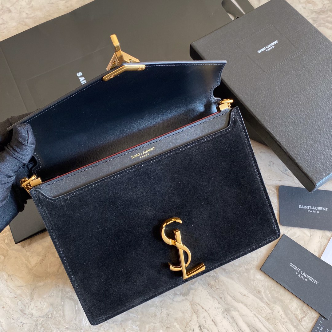 532750, CASSANDRA MONOGRAM CLASP BAG IN SMOOTH LEATHER AND SUEDE, YSL Saint Laurent