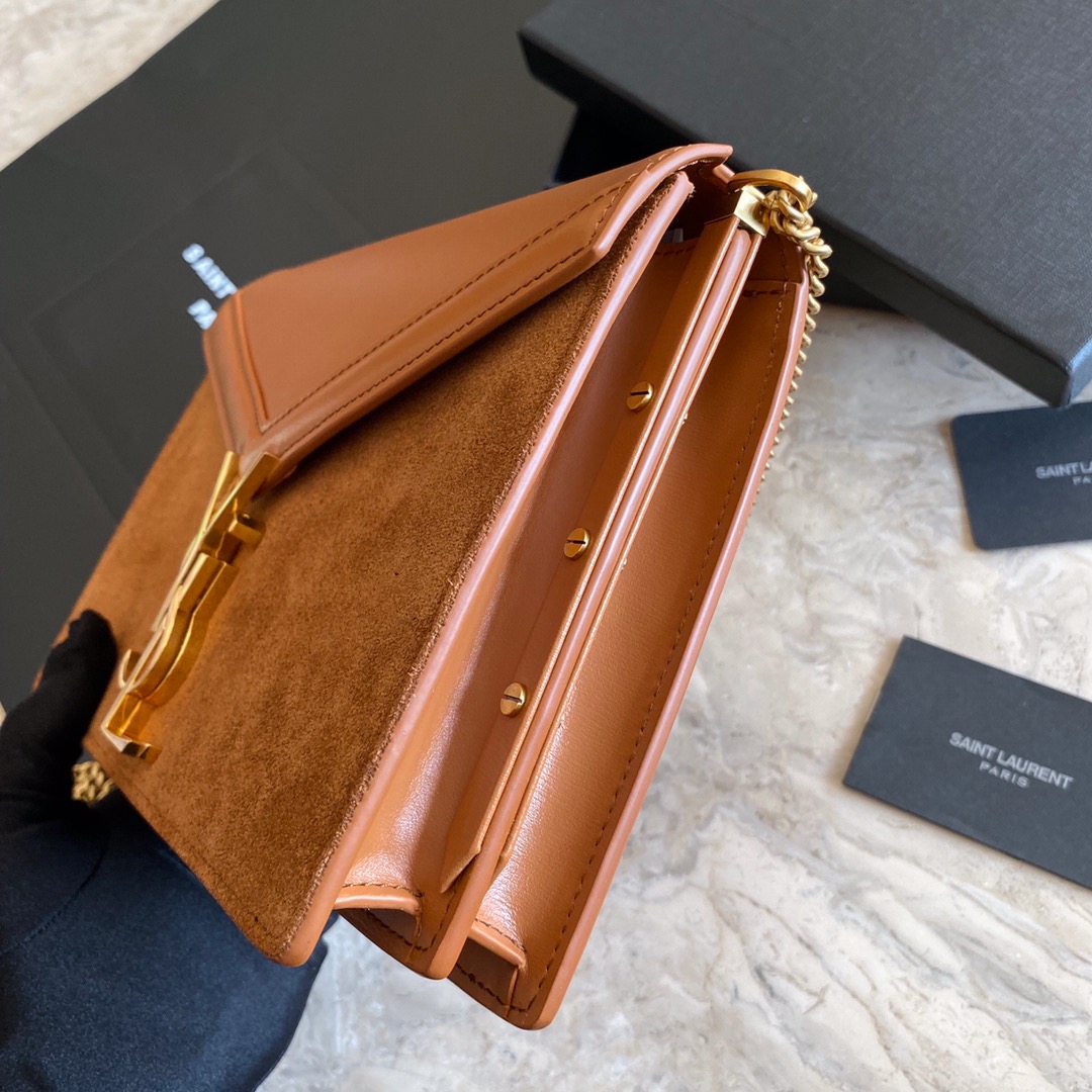 532750, CASSANDRA MONOGRAM CLASP BAG IN SMOOTH LEATHER AND SUEDE, YSL Saint Laurent