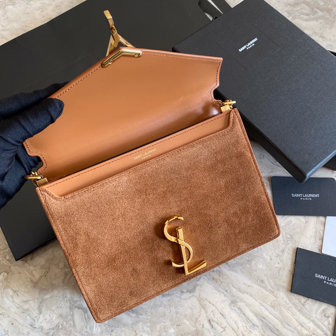 532750, CASSANDRA MONOGRAM CLASP BAG IN SMOOTH LEATHER AND SUEDE, YSL Saint Laurent