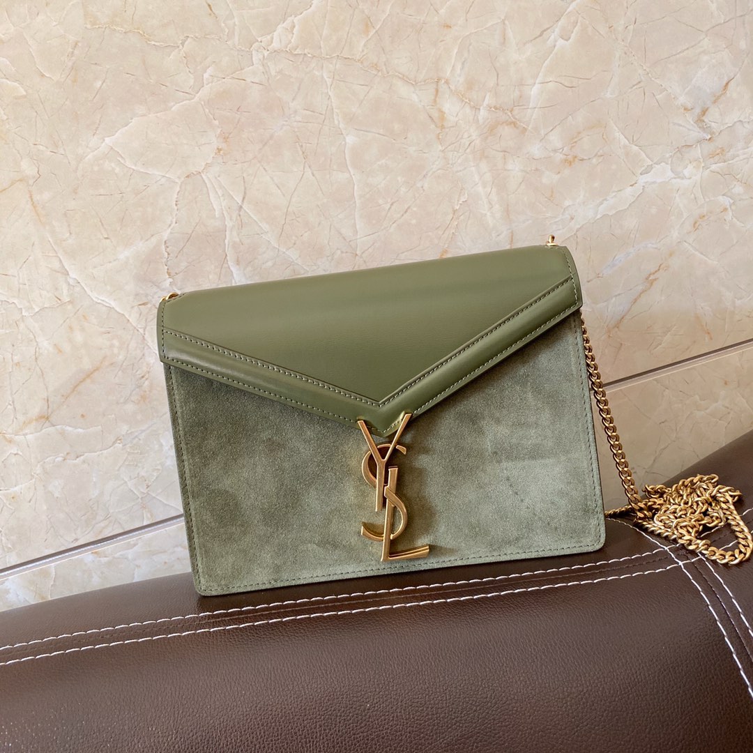 532750, CASSANDRA MONOGRAM CLASP BAG IN SMOOTH LEATHER AND SUEDE, YSL Saint Laurent