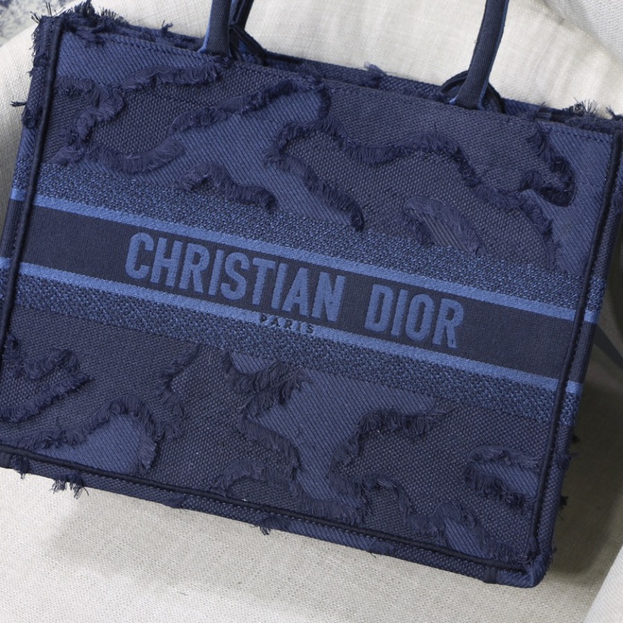 SMALL CAMOUFLAGE EMBROIDERED DIOR BOOK TOTE