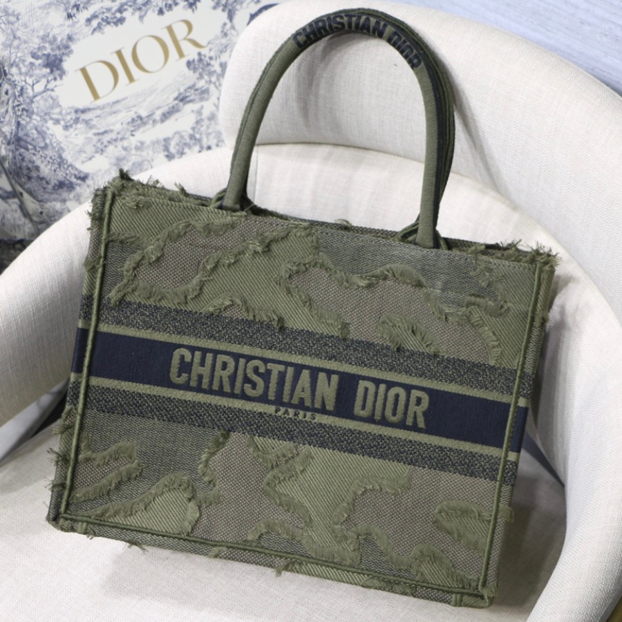 SMALL CAMOUFLAGE EMBROIDERED DIOR BOOK TOTE