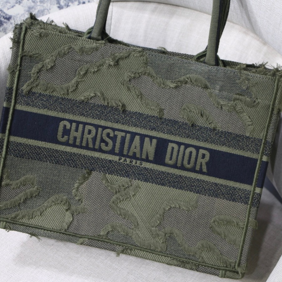 SMALL CAMOUFLAGE EMBROIDERED DIOR BOOK TOTE