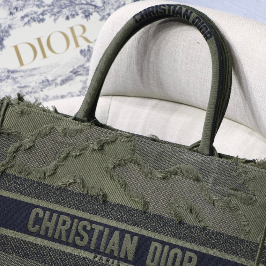SMALL CAMOUFLAGE EMBROIDERED DIOR BOOK TOTE