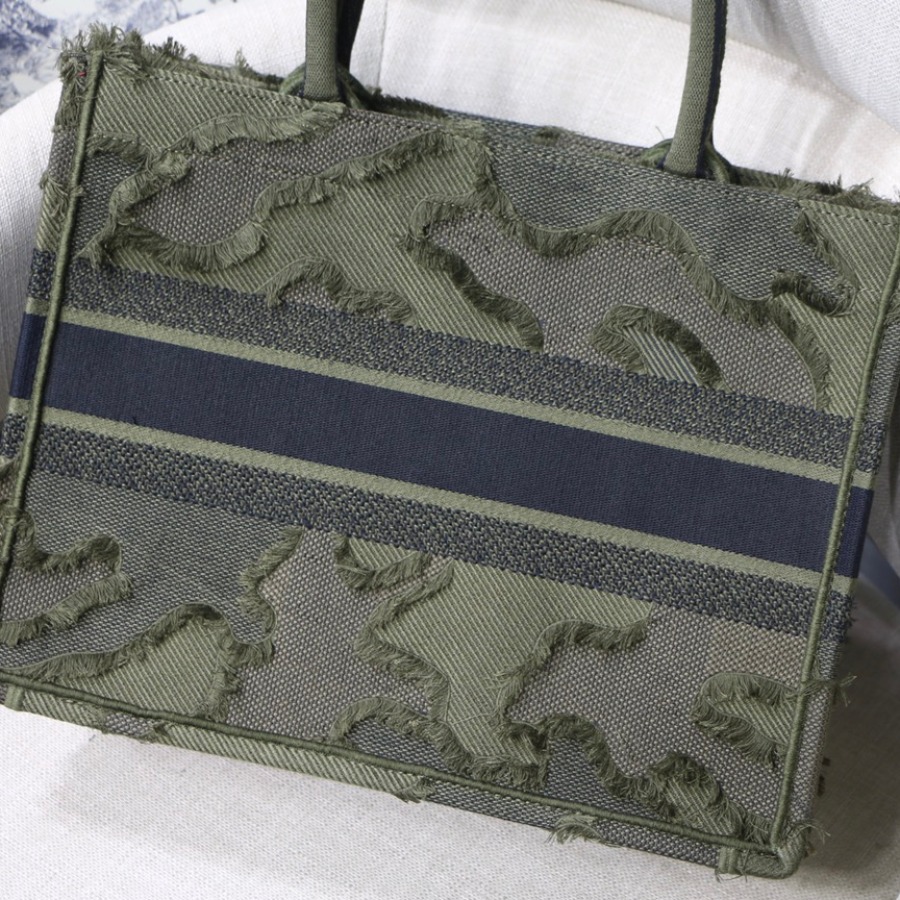 SMALL CAMOUFLAGE EMBROIDERED DIOR BOOK TOTE