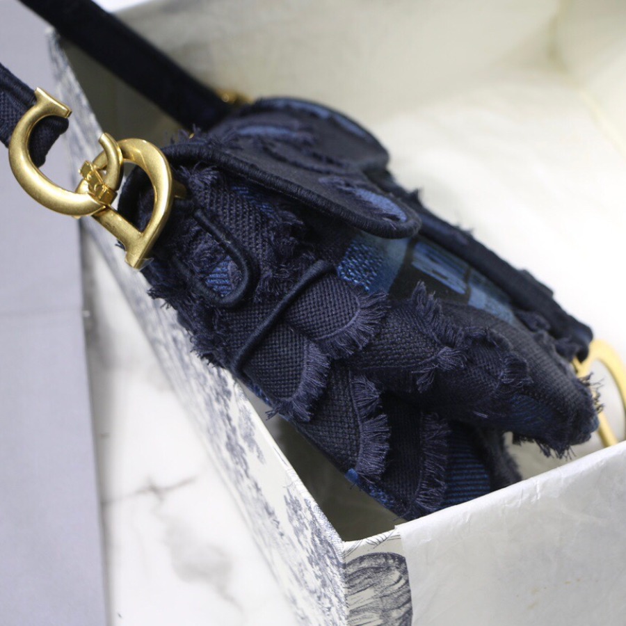 BLUE SADDLE CAMOUFLAGE EMBROIDERED CANVAS BAG, DIOR SHOULDER BAG