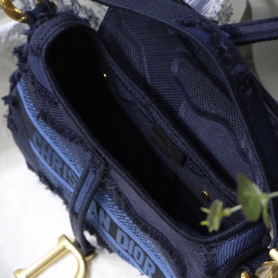 BLUE SADDLE CAMOUFLAGE EMBROIDERED CANVAS BAG, DIOR SHOULDER BAG