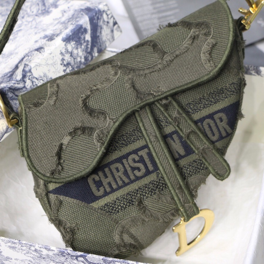 GREEN SADDLE CAMOUFLAGE EMBROIDERED CANVAS BAG, DIOR SHOULDER BAG