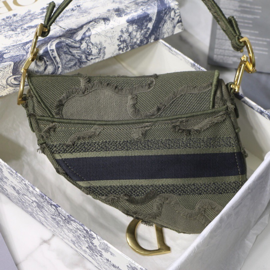 GREEN SADDLE CAMOUFLAGE EMBROIDERED CANVAS BAG, DIOR SHOULDER BAG
