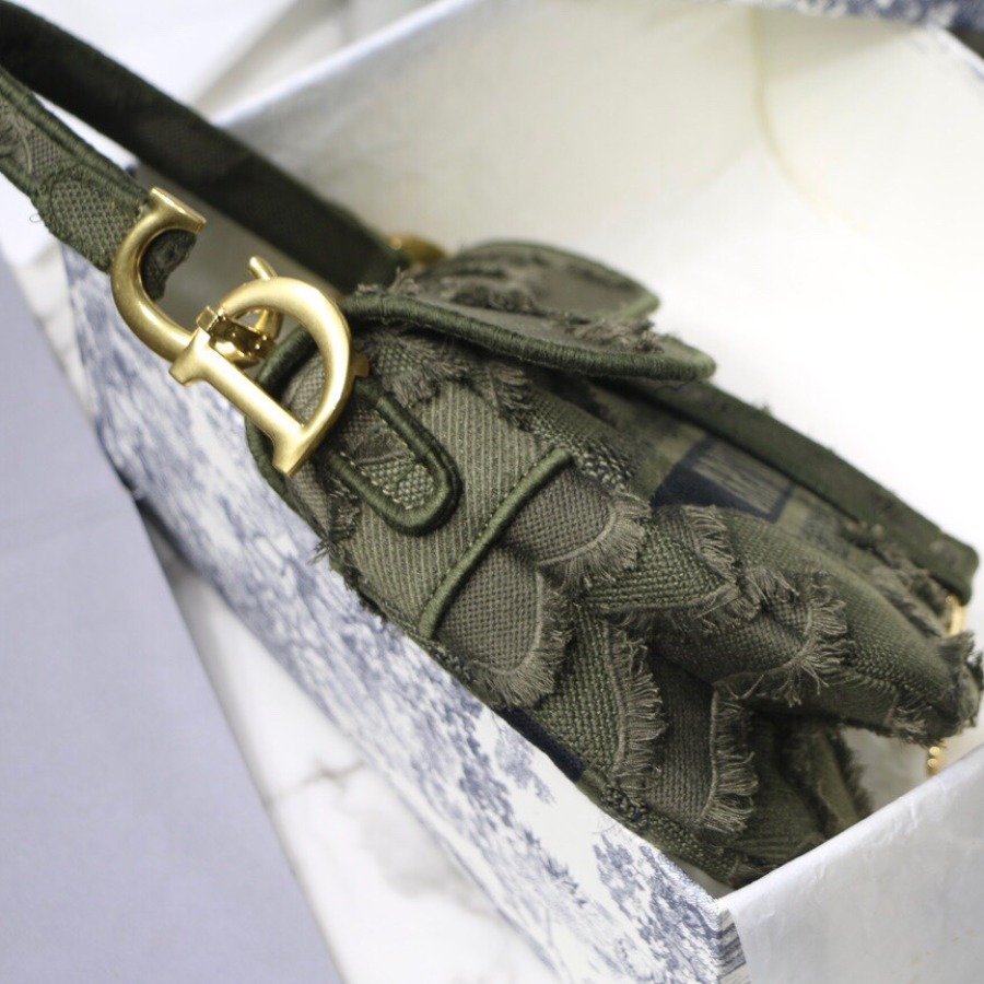 GREEN SADDLE CAMOUFLAGE EMBROIDERED CANVAS BAG, DIOR SHOULDER BAG