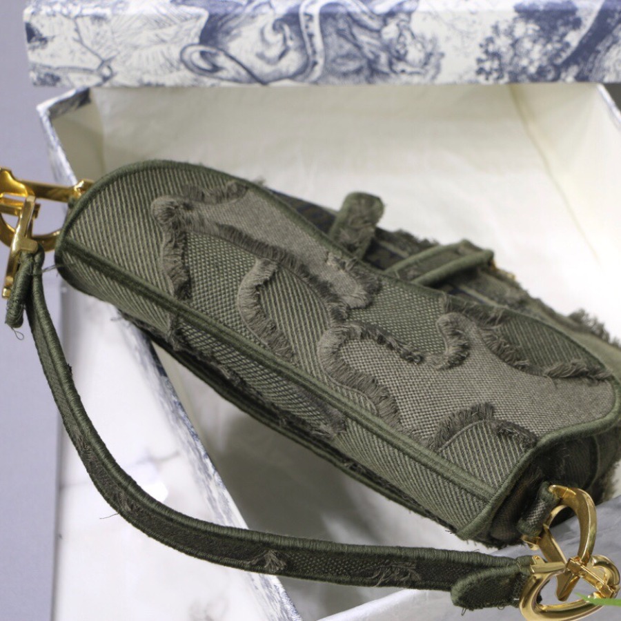 GREEN SADDLE CAMOUFLAGE EMBROIDERED CANVAS BAG, DIOR SHOULDER BAG