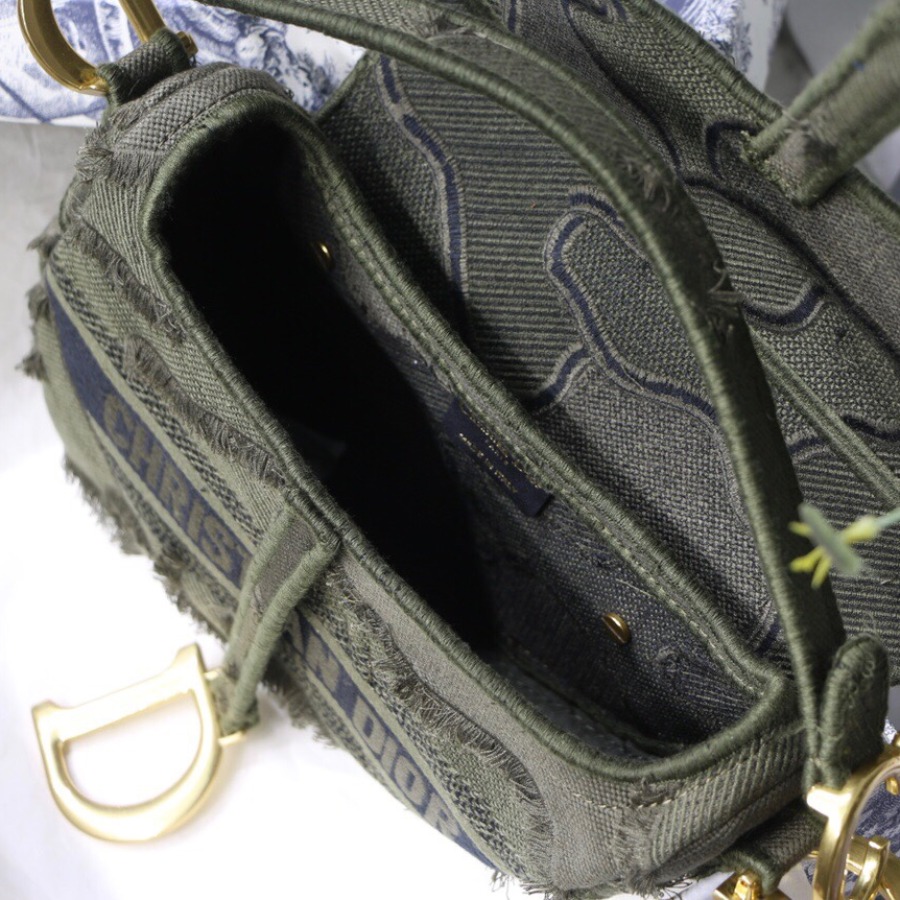 GREEN SADDLE CAMOUFLAGE EMBROIDERED CANVAS BAG, DIOR SHOULDER BAG