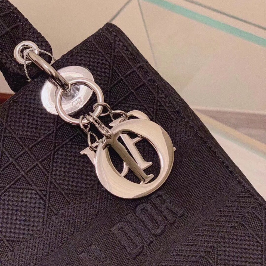 MEDIUM GRAY STONE LADY D-LITE EMBROIDERED CANNAGE BAG, M0565 DIOR