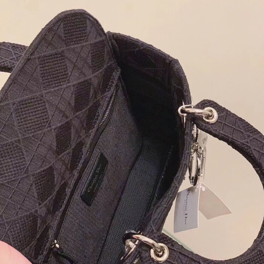 MEDIUM GRAY STONE LADY D-LITE EMBROIDERED CANNAGE BAG, M0565 DIOR