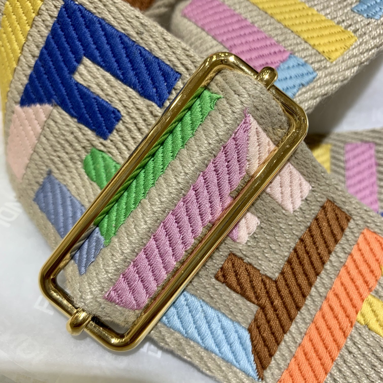 STRAP YOU, Beige ribbon shoulder strap, FENDI BAG ACCESSOIRES