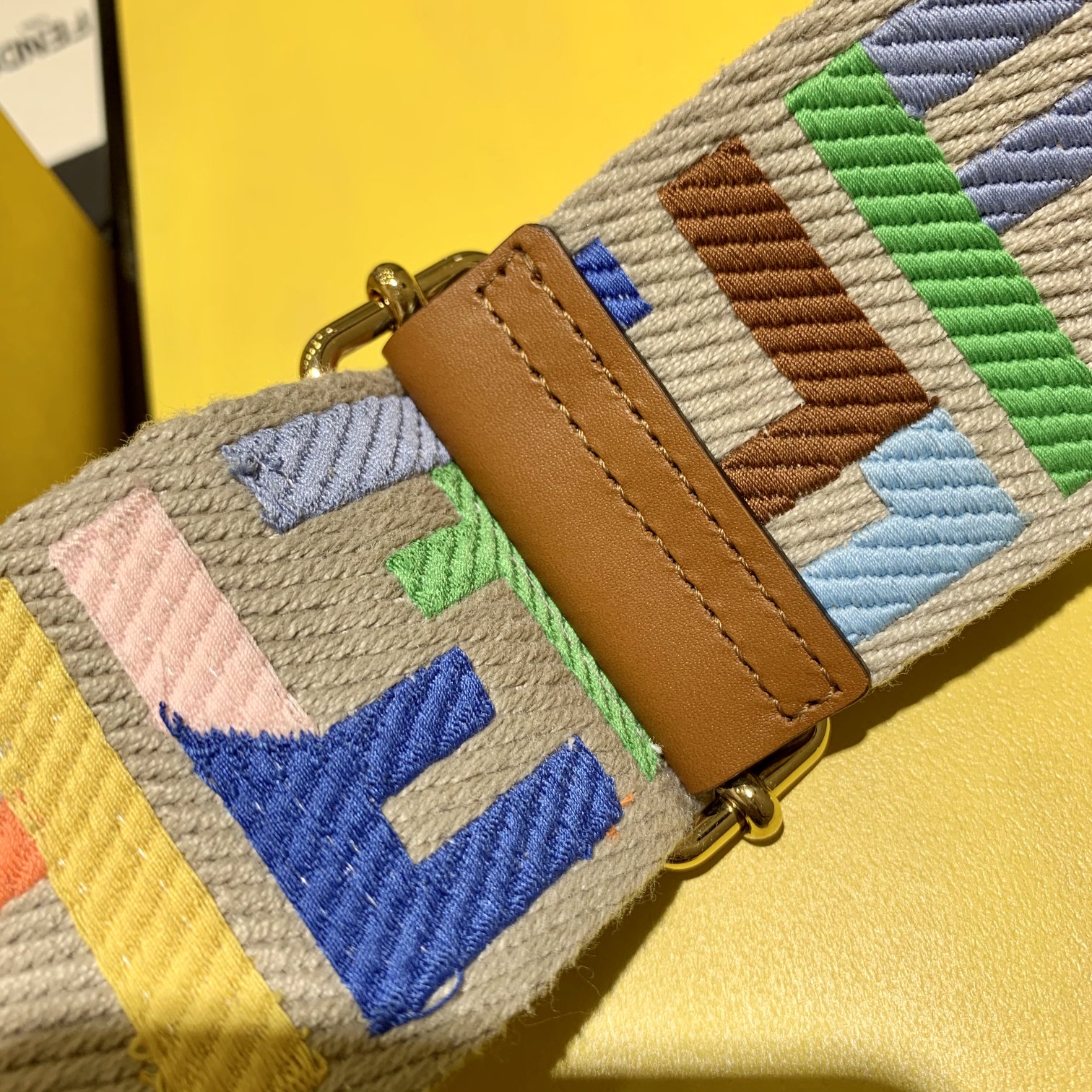 STRAP YOU, Beige ribbon shoulder strap, FENDI BAG ACCESSOIRES