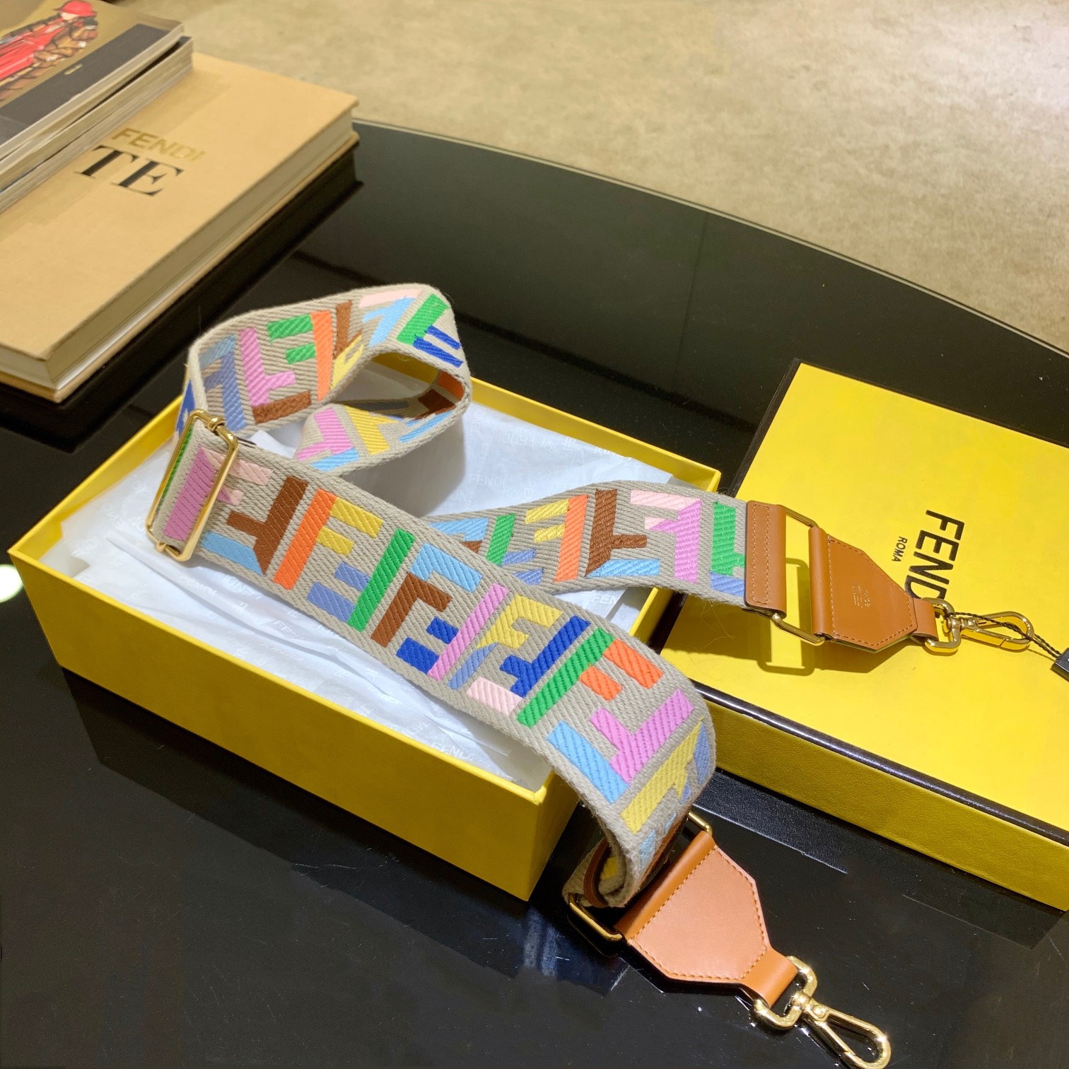 STRAP YOU, Beige ribbon shoulder strap, FENDI BAG ACCESSOIRES