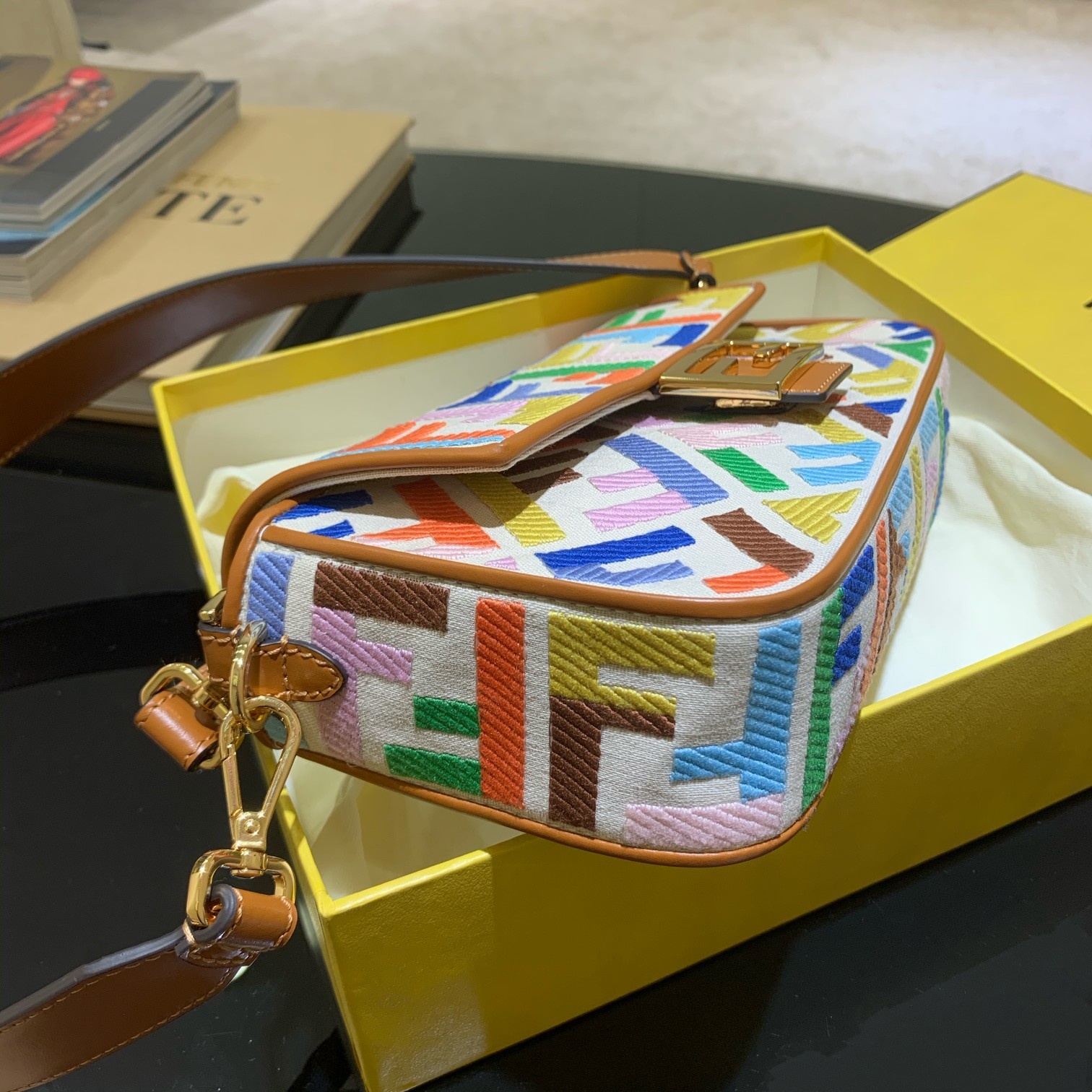BAGUETTE, FENDI Beige canvas bag