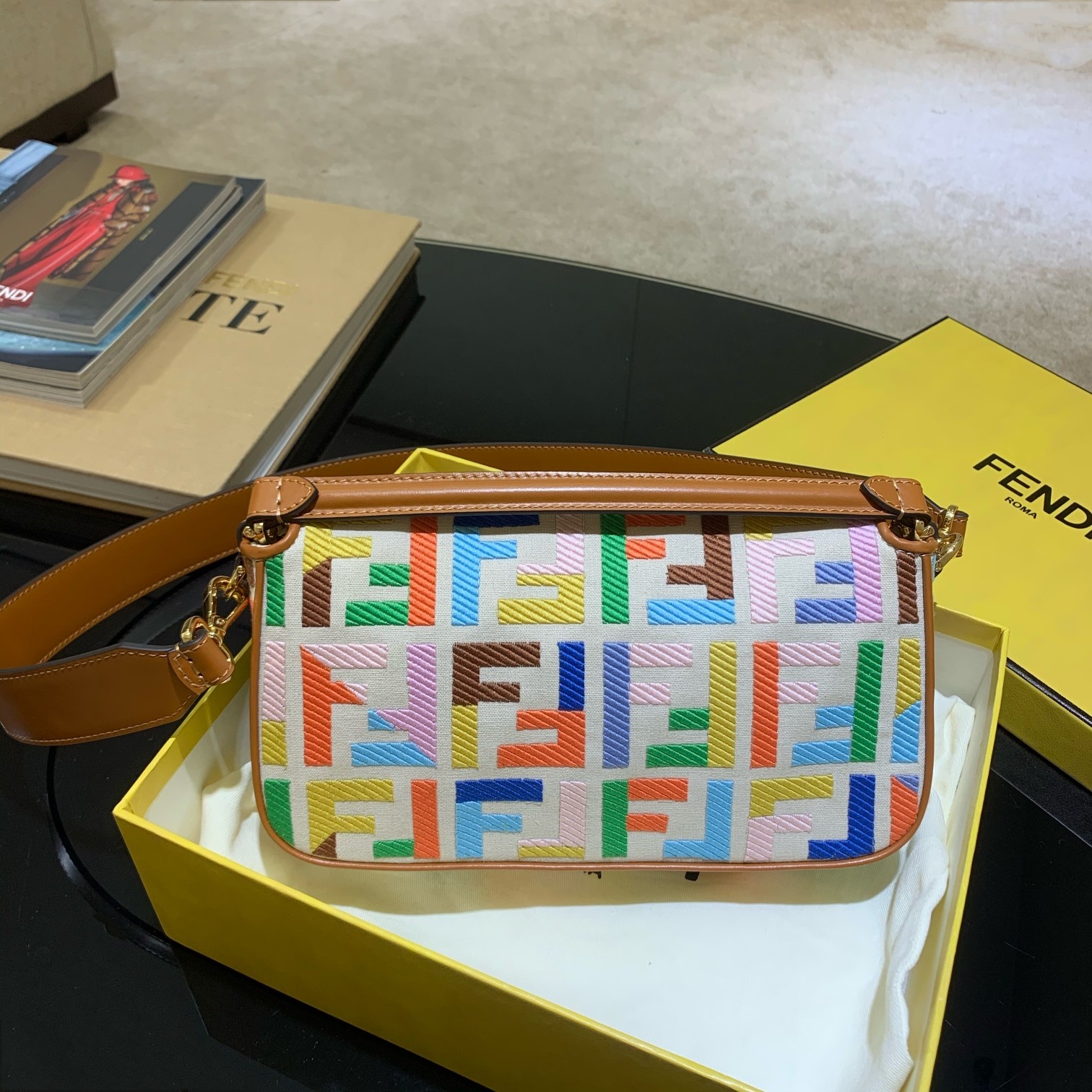 BAGUETTE, FENDI Beige canvas bag