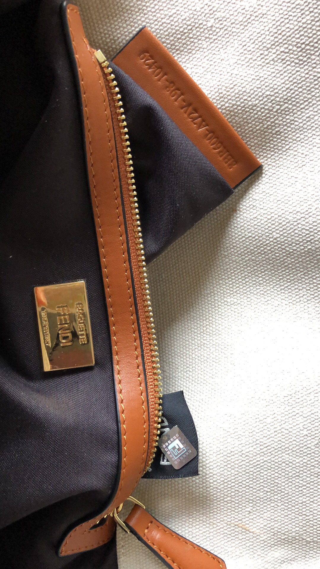 BAGUETTE, FENDI Beige canvas bag