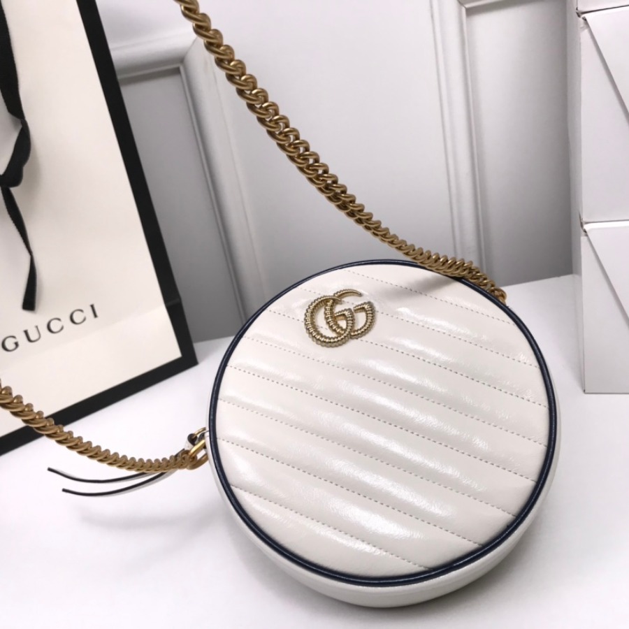 550154 GG Marmont mini round shoulder bag, Women's Crossbody Bags