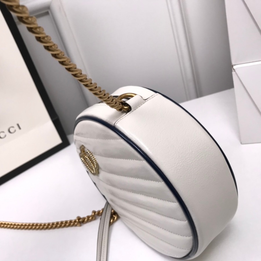 550154 GG Marmont mini round shoulder bag, Women's Crossbody Bags
