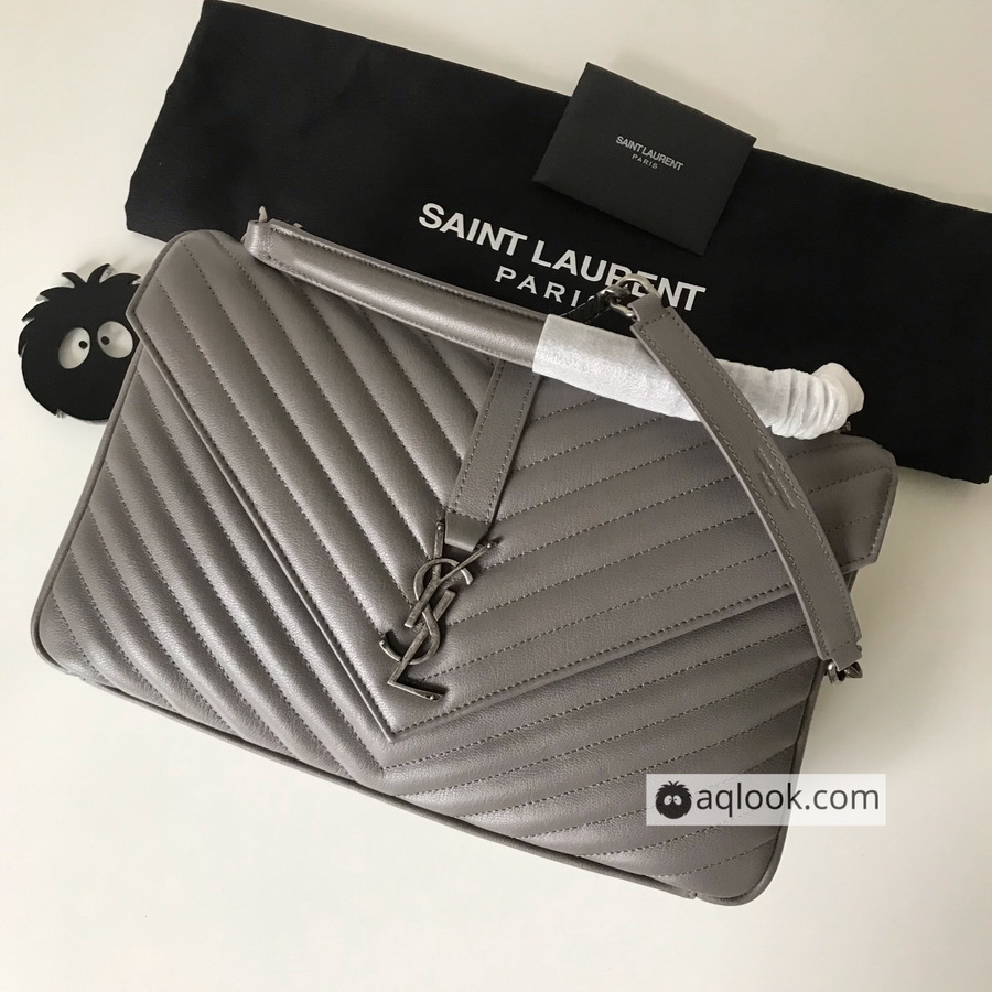 487212 CLASSIC LARGE COLLÈGE BAG  MATELASSÉ LEATHER, YSL Saint Laurent