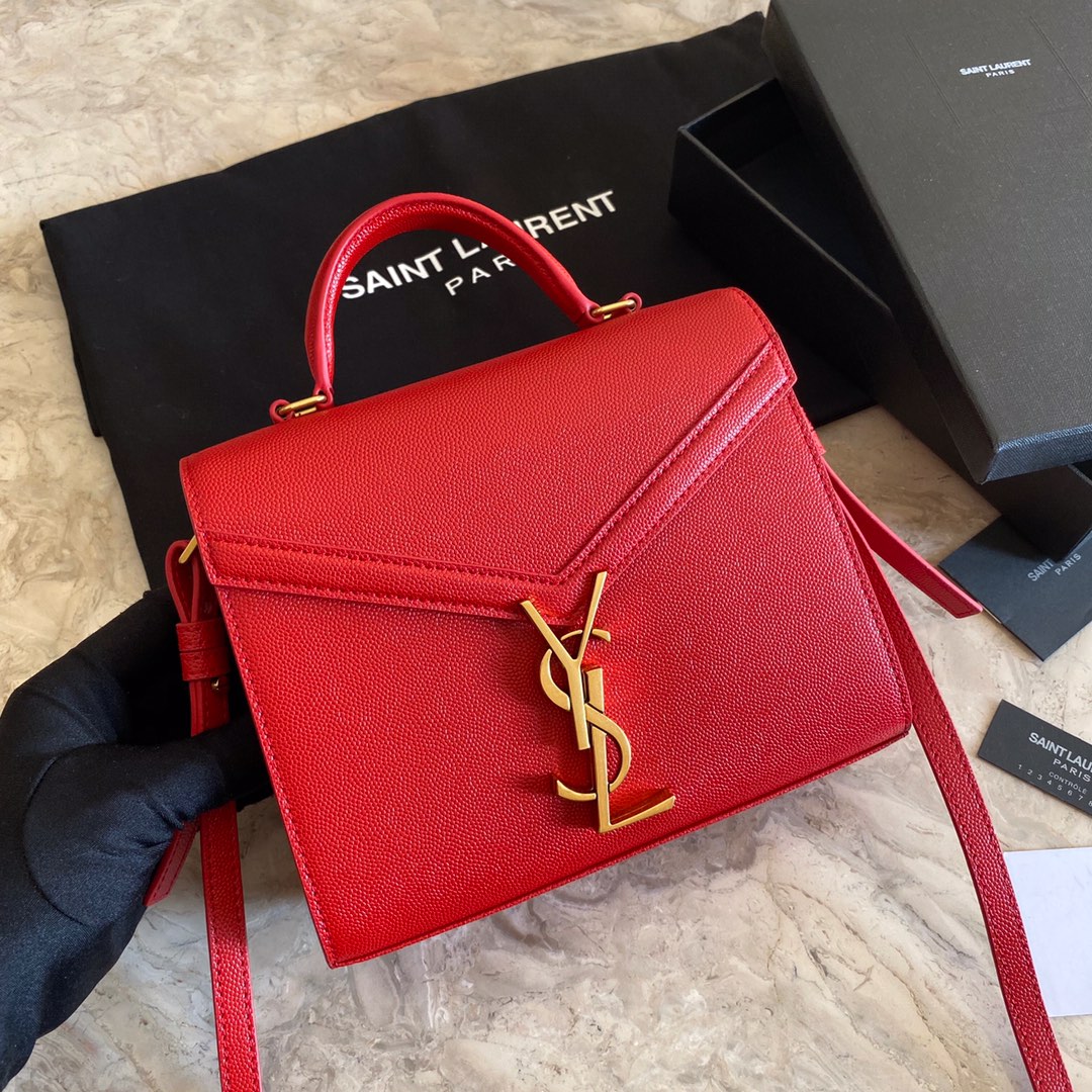532750 CASSANDRA MINI TOP HANDLE BAG IN GRAIN DE POUDRE EMBOSSED LEATHER, Yves Saint Laurent YSL