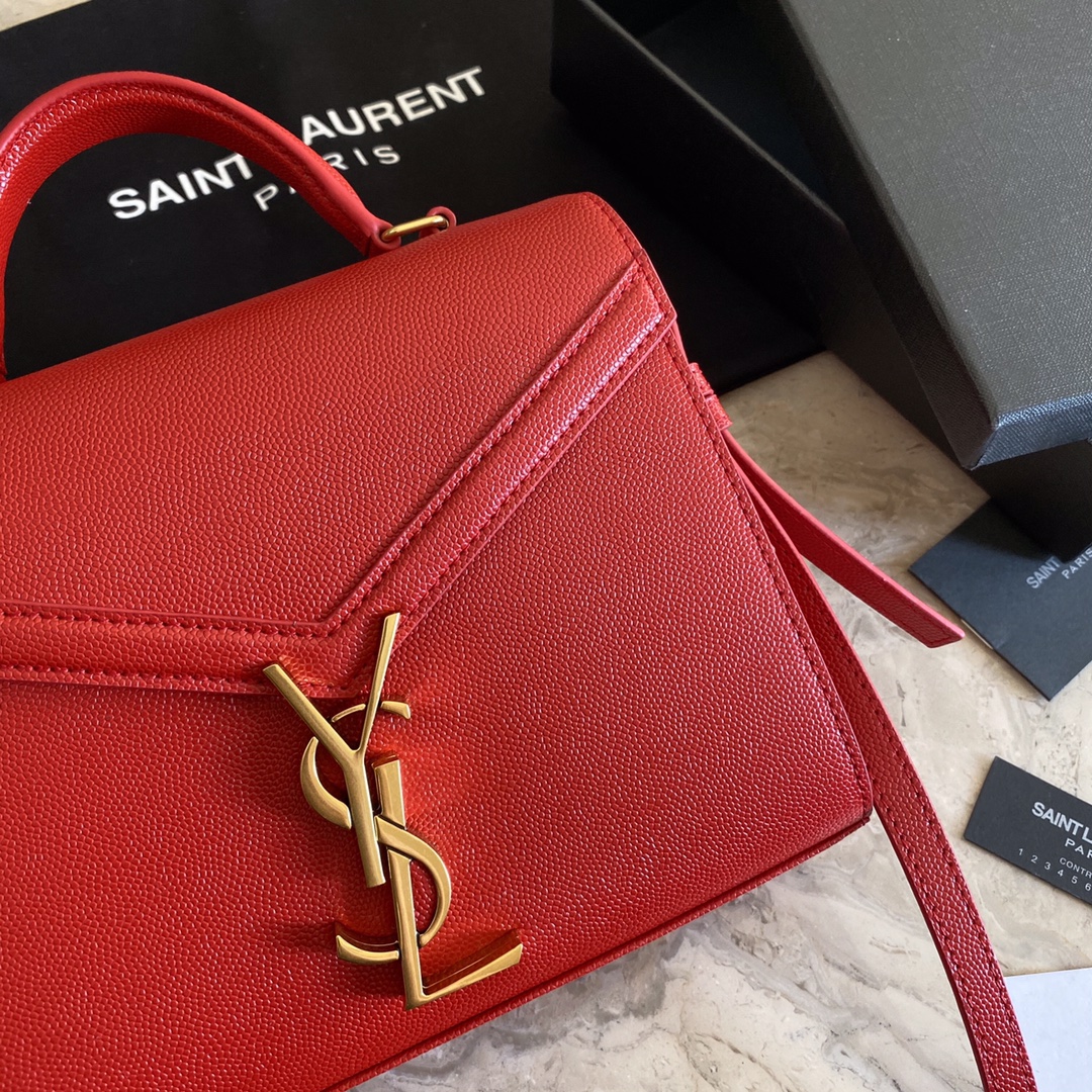 532750 CASSANDRA MINI TOP HANDLE BAG IN GRAIN DE POUDRE EMBOSSED LEATHER, Yves Saint Laurent YSL