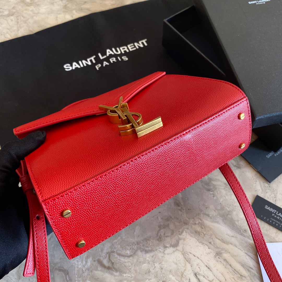 532750 CASSANDRA MINI TOP HANDLE BAG IN GRAIN DE POUDRE EMBOSSED LEATHER, Yves Saint Laurent YSL