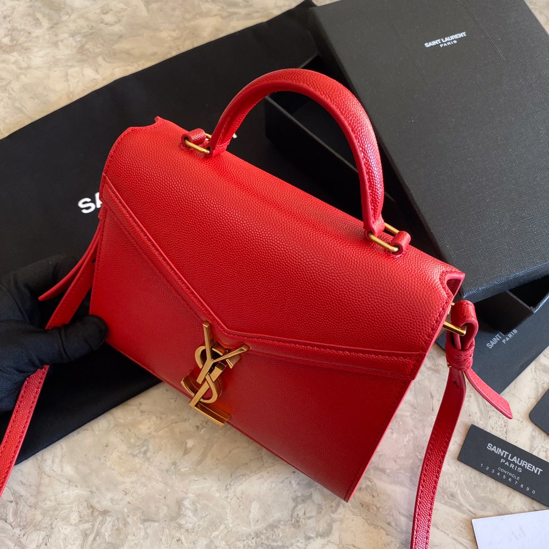 532750 CASSANDRA MINI TOP HANDLE BAG IN GRAIN DE POUDRE EMBOSSED LEATHER, Yves Saint Laurent YSL