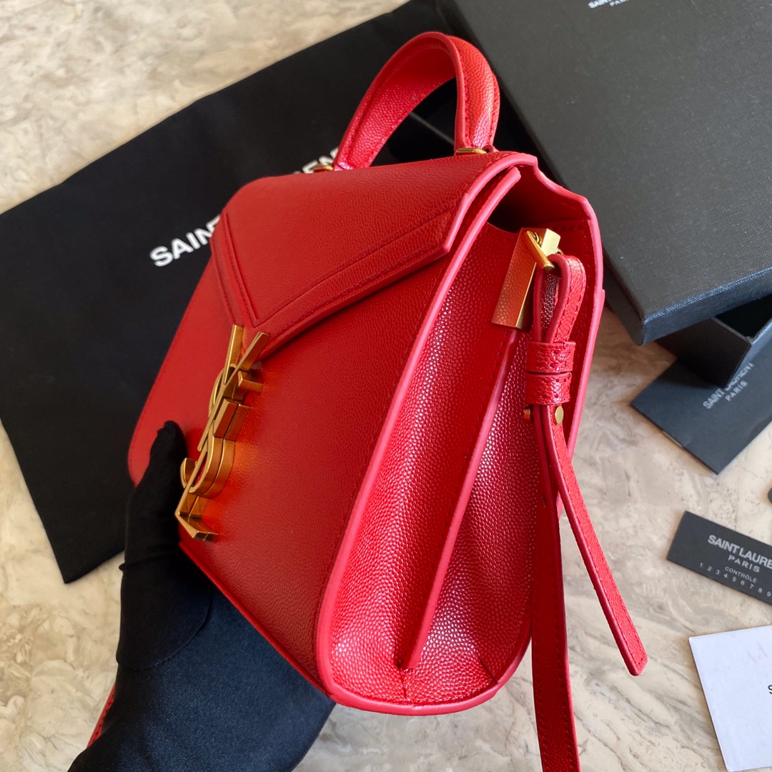 532750 CASSANDRA MINI TOP HANDLE BAG IN GRAIN DE POUDRE EMBOSSED LEATHER, Yves Saint Laurent YSL