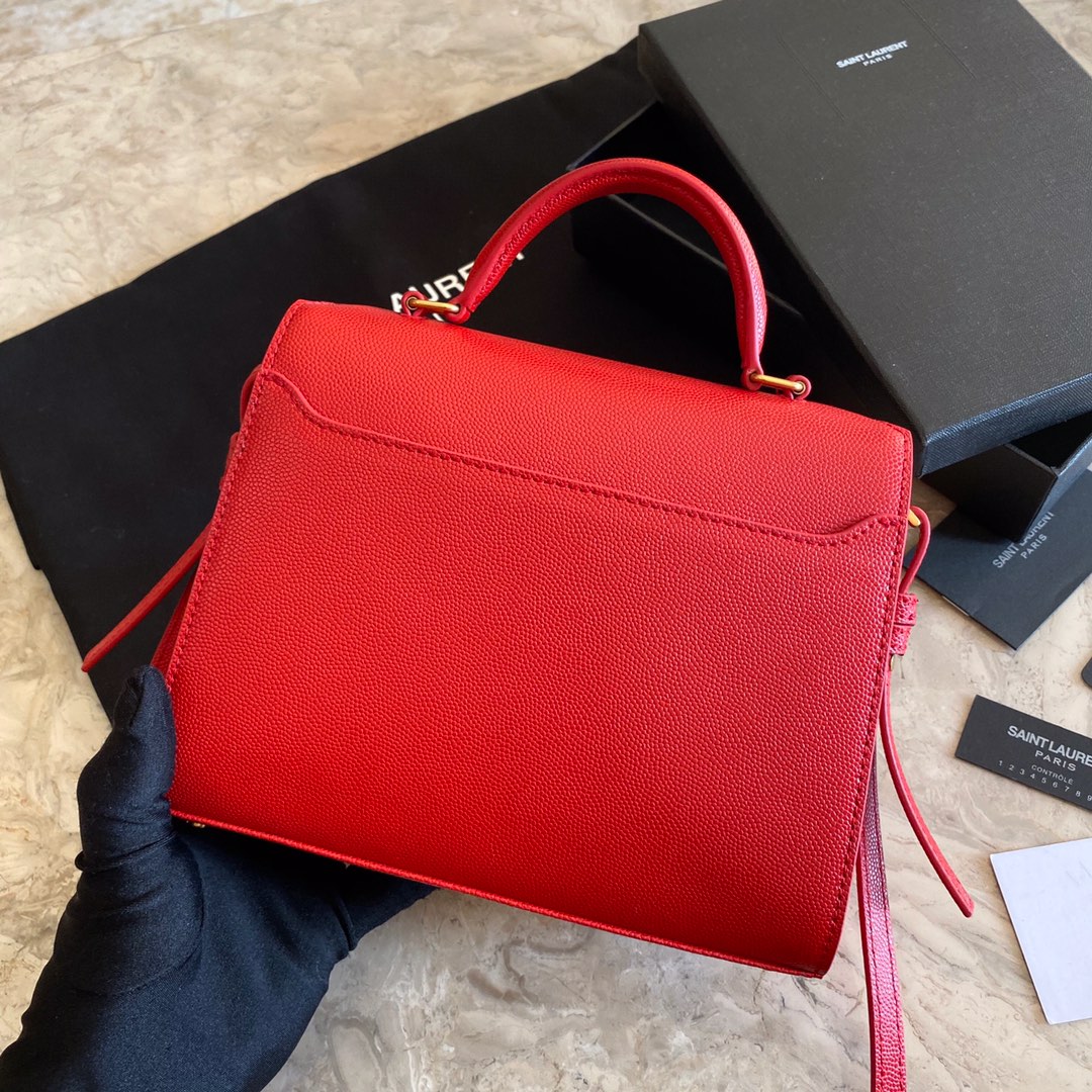 532750 CASSANDRA MINI TOP HANDLE BAG IN GRAIN DE POUDRE EMBOSSED LEATHER, Yves Saint Laurent YSL