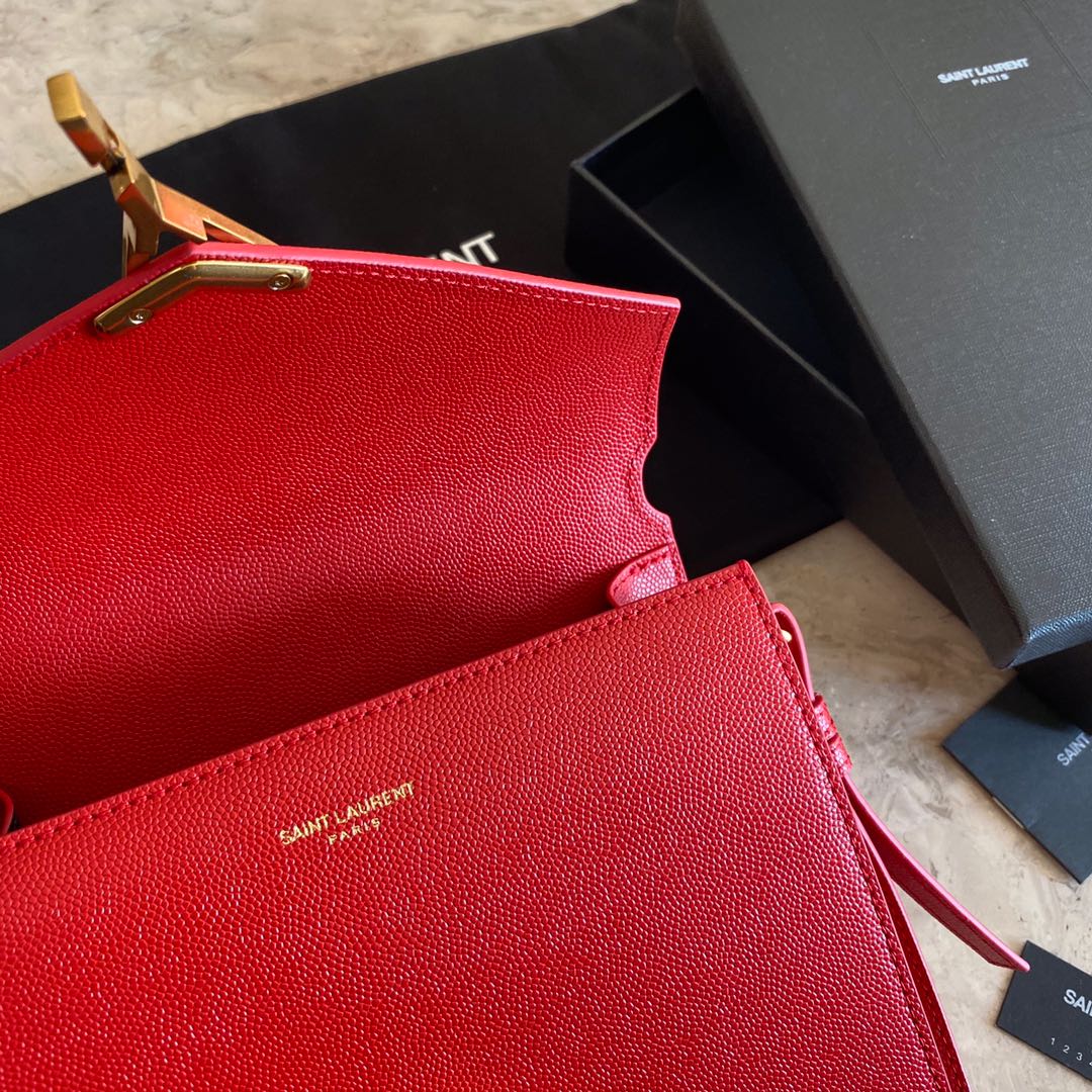 532750 CASSANDRA MINI TOP HANDLE BAG IN GRAIN DE POUDRE EMBOSSED LEATHER, Yves Saint Laurent YSL