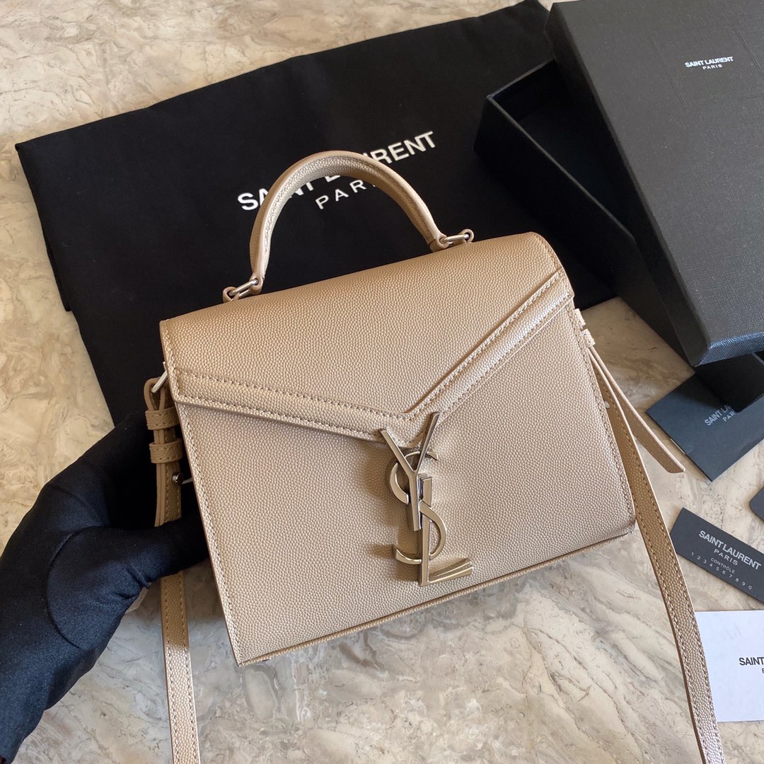 532750 CASSANDRA MINI TOP HANDLE BAG IN GRAIN DE POUDRE EMBOSSED LEATHER, Yves Saint Laurent YSL